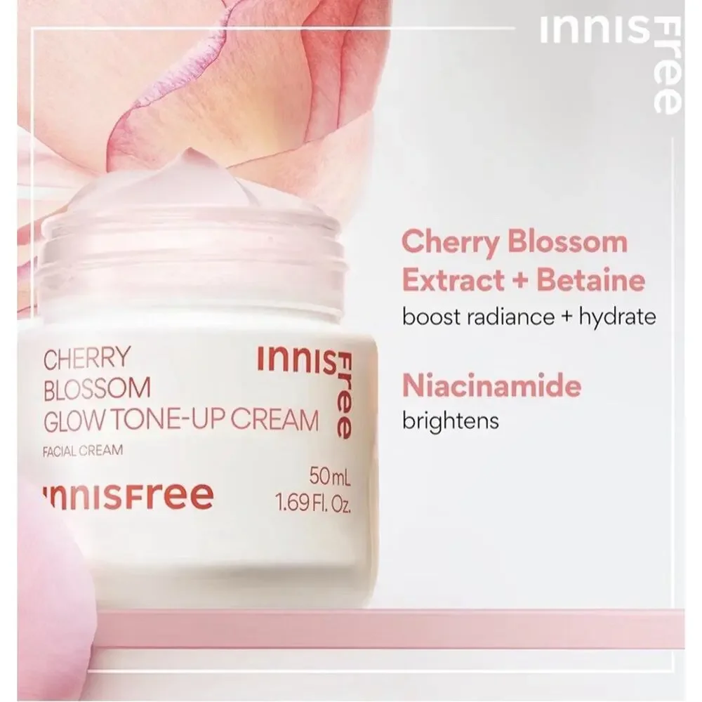 innisfree Cherry Blossom Glow Tone-Up Cream with Niacinamide Bright,Even Skin